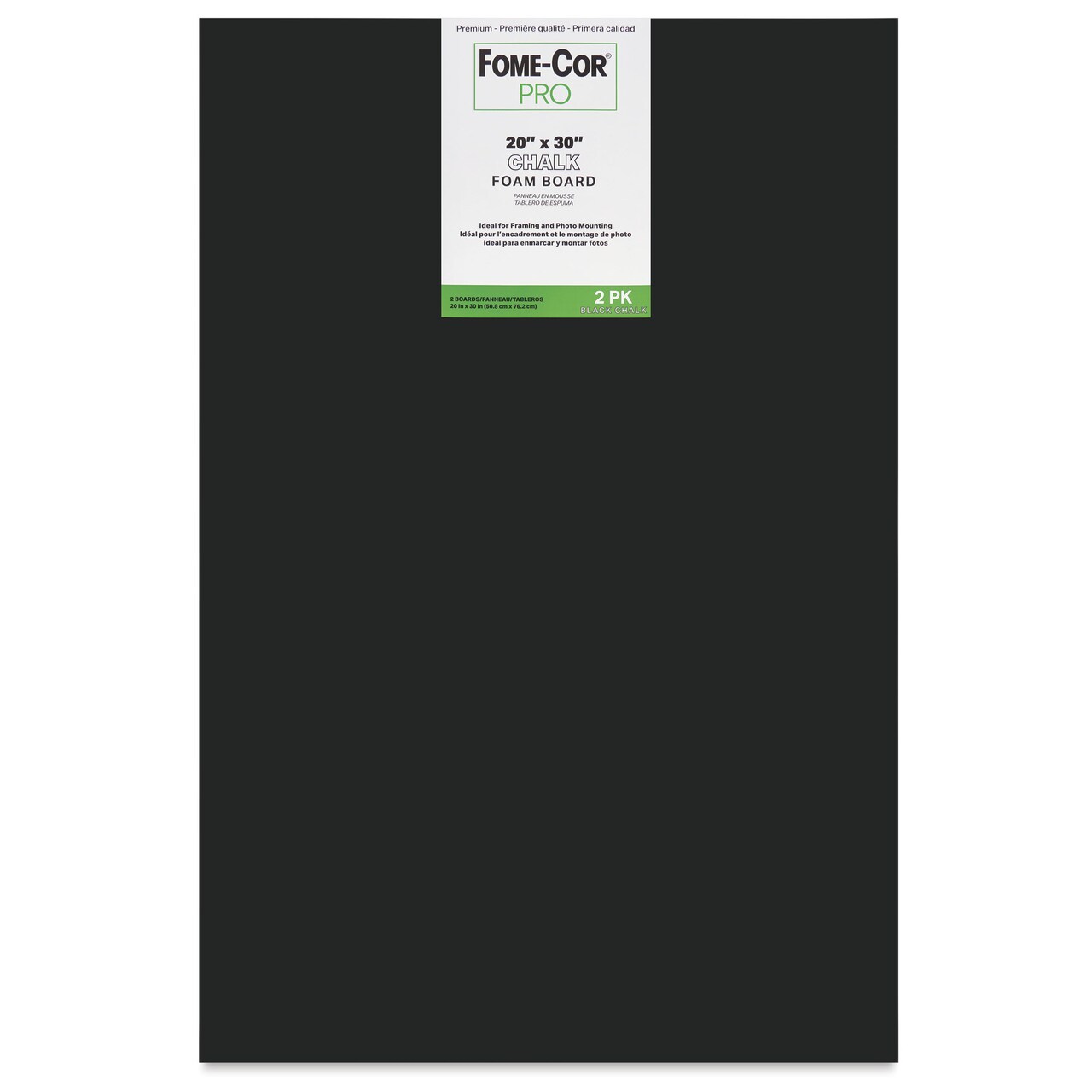 Fome-Cor Pro Black Chalk Foam Board - 20" x 30" x 3/16", Black, Pkg of 2 Sheets